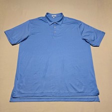 Peter Millar Men XXL Blue Geometric Print Short Sleeve Polo Shirt Summer Comfort