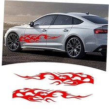 Universal Car Body Side Sticker Vinyl Flame Graphics Sports Racing Stripe Red