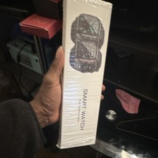 Smart Watch Black Silicone Band 45mm Fitness Tracker Touch Screen Android iOS