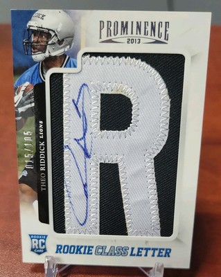 2013 Panini Prominence Rookie Class Letter Signatures /105 Theo Riddick Auto RC