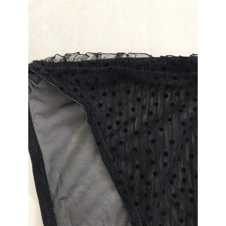 Savage X Fenty Panties Women 1X Sheer Polka Dot Stripe Pleated Lingerie NWOT - Image 4 of 4