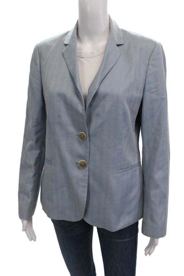 Chaqueta Blazer Zanella Mujer Espiga Dos Botones Bolsillos Azul Talla 10 Foto 3 de 4