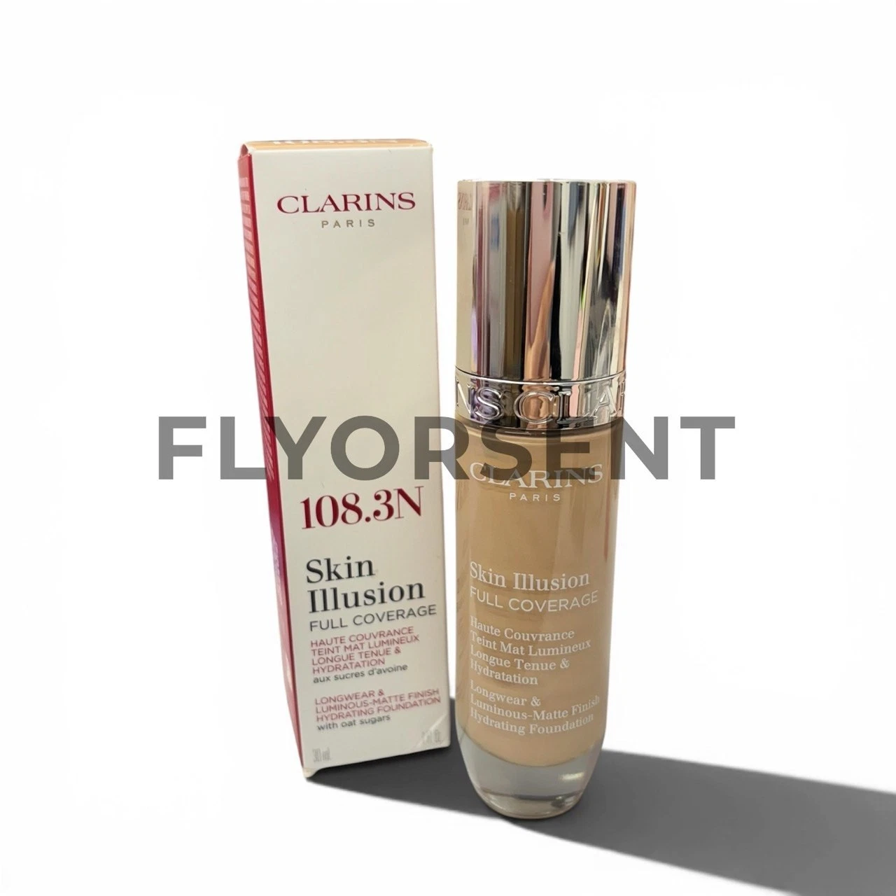 CLARINS SKIN ILLUSION FULL COVERAGE WITH OAT SUGARS 1 FL.OZ. #108.3N NIB