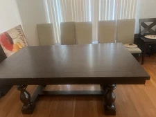 Solid Italian Wood Dining Set Seats Up To 8 With Extender - Includes 5 Chairs