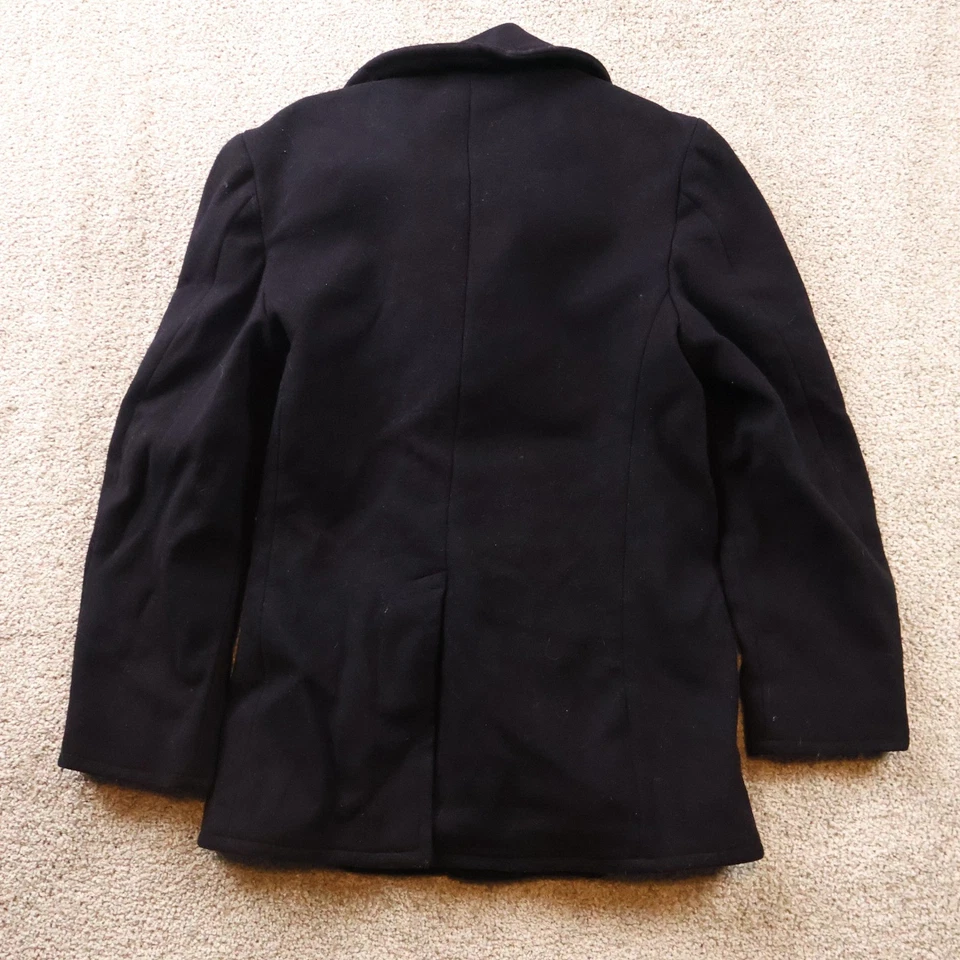 Vintage U.S. Navy Peacoat Men's 36 Wool Kersey Military Issue 60 Double Breasted - Image 2 of 4