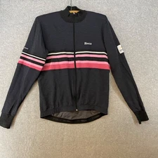 Santini XL Cycling Full Zip Sweater • Grey Pink • Back Pockets • Wool Blend