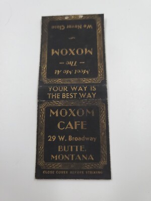 Maxom Cafe Bute Montana Matchbook Cover