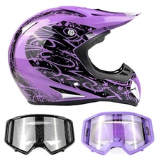 ATV Adult Purple Helmet Goggle Combo Black DOT Off-road Dirt Bike ATV Men Women