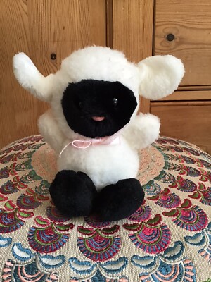 Vintage 1981 80er Dakin Baby Lamm Schaf schwarzes Gesicht Stofftier Plüschtier 6 Zoll Korea