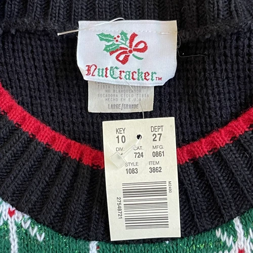 NWT Nutcracker Women's Ugly Christmas Sweater Size L Pullover Acrylic Black Red