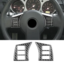Carbon Fiber Interior Steering Wheel Button Cover Trim For Nissan 350Z 2006-2009
