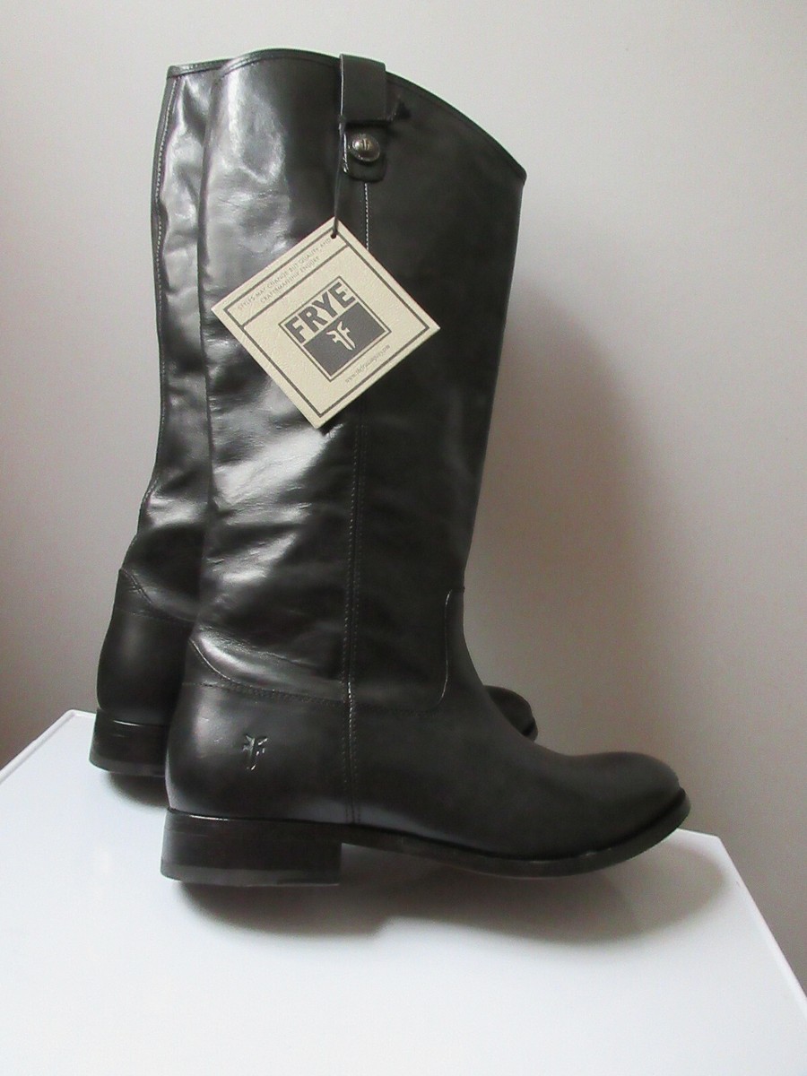 FRYE Melissa Tall Black Leather Riding Boots 3477167-BLK