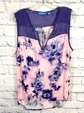 Simply Vera Vera Wang Women's Blouse Tank Top Tie Dye Gauzy Sleeveless V-Neck