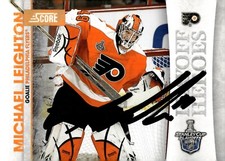 Michael Leighton - Signed 2010-11 Panini Score Playoff Heroes Card #10