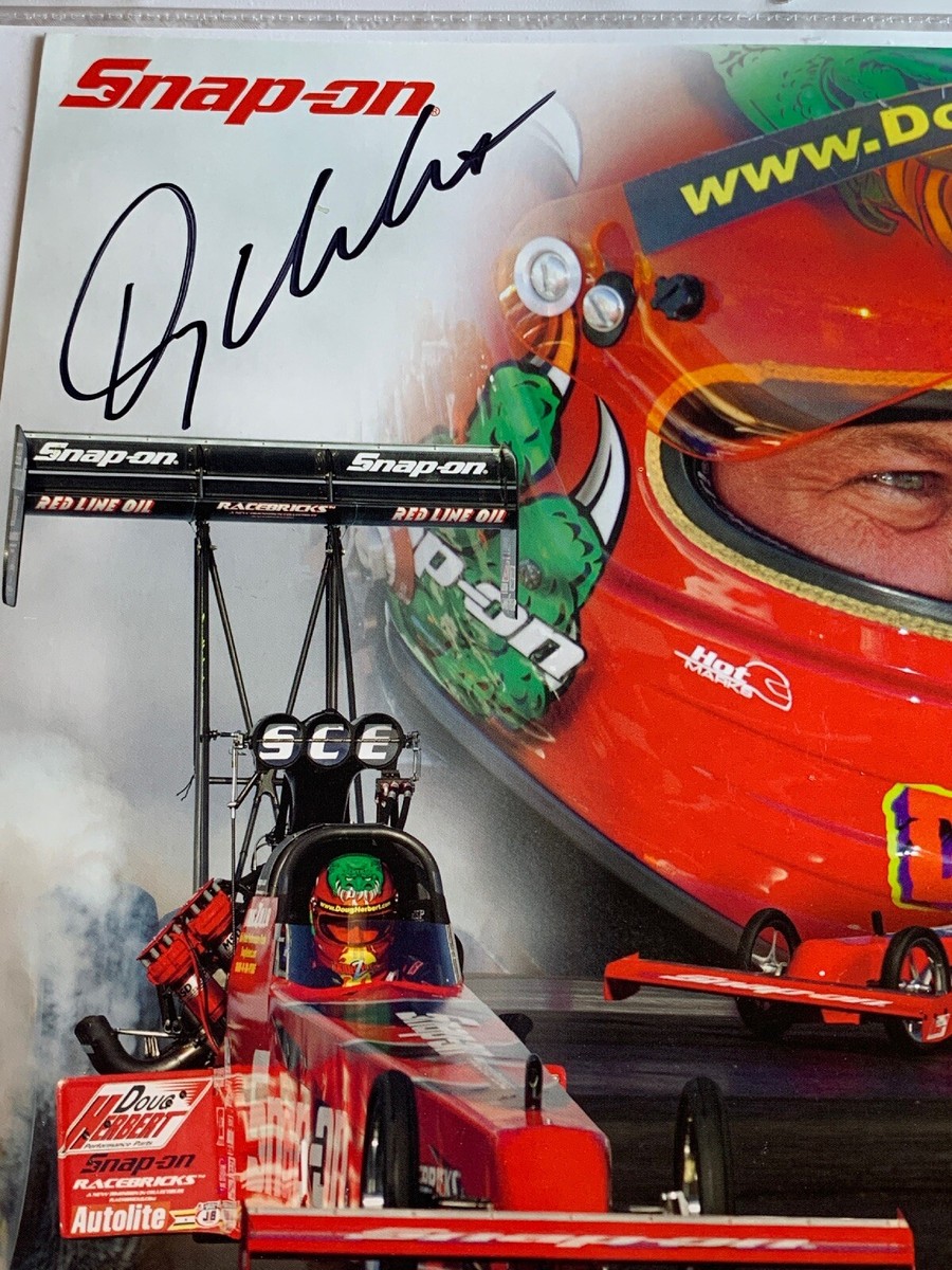 Signed Doug Herbert Snap on Top Fuel Dragster NHRA Photo Card 8 X