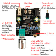 Mono Channel 30W Bluetooth 5.3 Stereo Audio Amplifier Board Module TWS