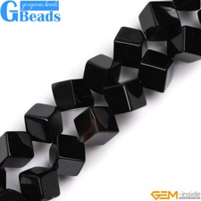 Cubic Natural Black Agate Onyx Gemstone Loose Beads For Jewelry Making Strand15"