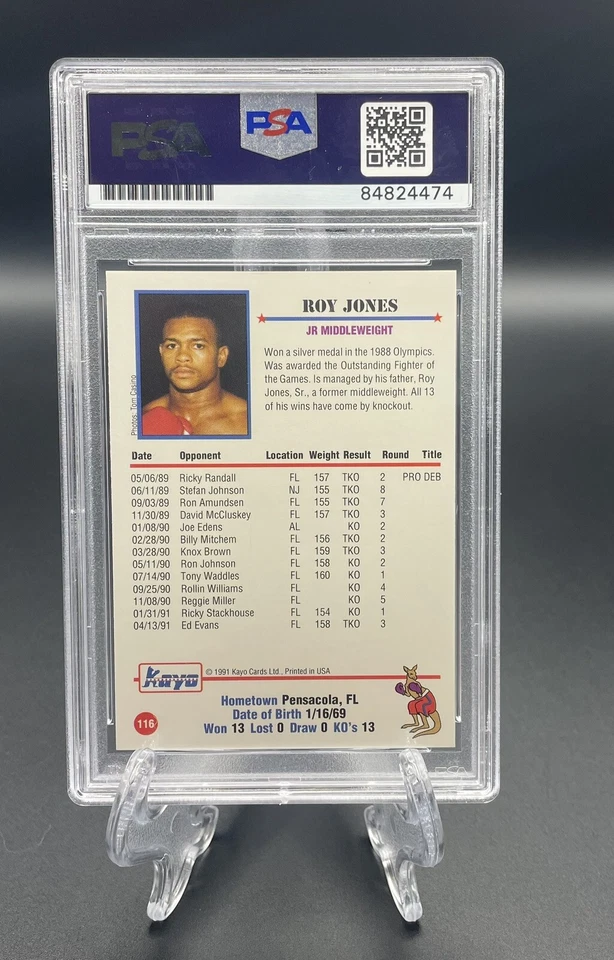 Roy Jones Jr.  Autograph Signed 1991 Kayo Rookie Card - PSA/DNA AUTHENTIC - Image 2 of 2
