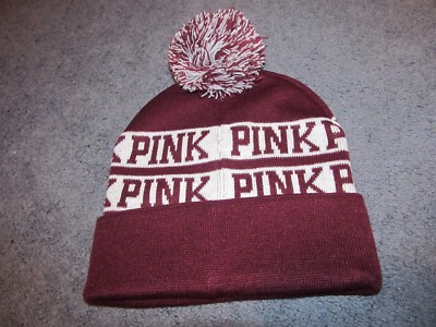 PINK VS Beanie Hat New With Tag NWOT PINK VS Logo Holiday Pom Beanie Black Women main image 3