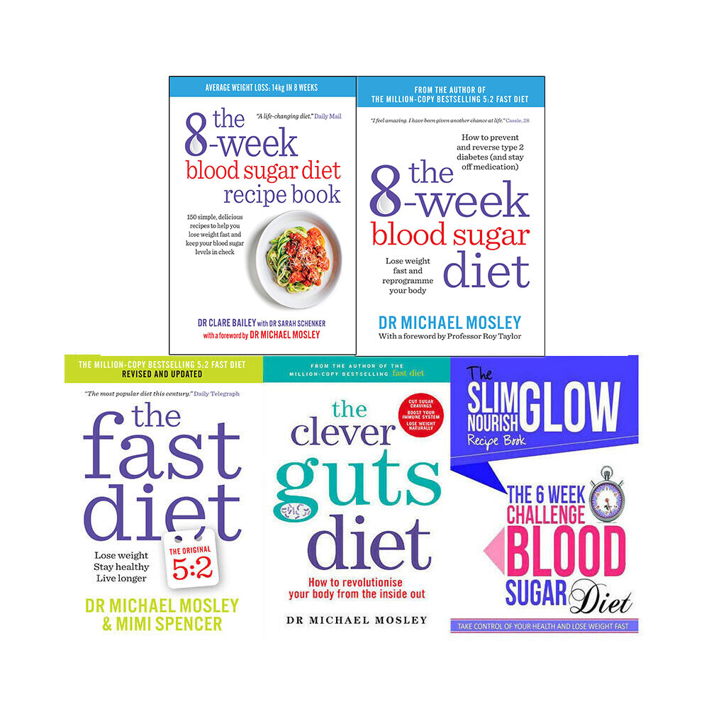 6 Week 8-Week Blood Sugar Diet Fast Diet Clever Guts Diet 5 Books Collection Set
