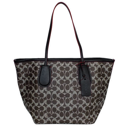 NWT Coach 34595 Signature Canvas Taxi Tote LI/Black/Saddle