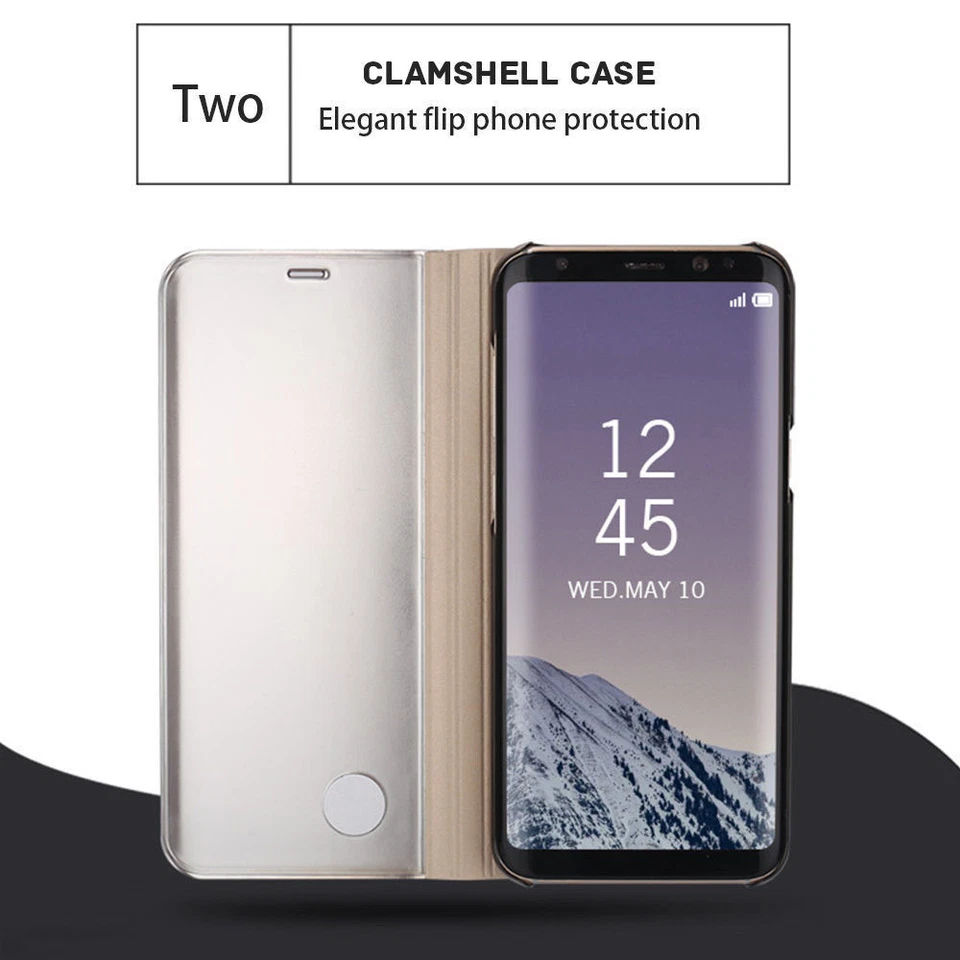 Funda con Soporte Abatible Vista Espejo para Samsung Galaxy S25 S24 S23 S22 S21 S20 S10 Foto 3 de 4