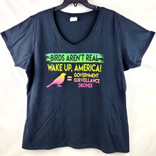 Government Drones Graphic T-Shirt Women's Sz XXL Short Sleeve Cotton Black