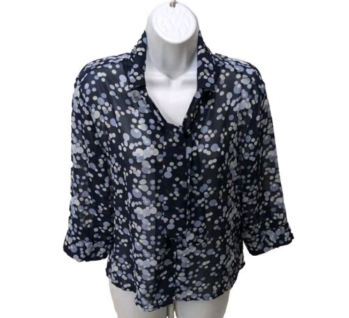 NWT Old Navy Chiffon Tie Neck Button Blouse Womens M Polka Dot Classic 705