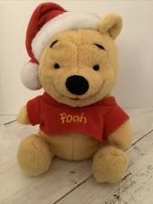 Disney Santa Pooh Mini Bean Bag Plush Beanie w/ Santa Christmas Hat