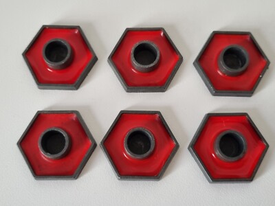 Vintage Set of 6 Enamel Candle Holders Scandi Retro Beskyttet Design ~ Denmark