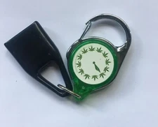 Lighter Leash 4:20 Line Clock Clip Retractable Green Silver White Black Leaves