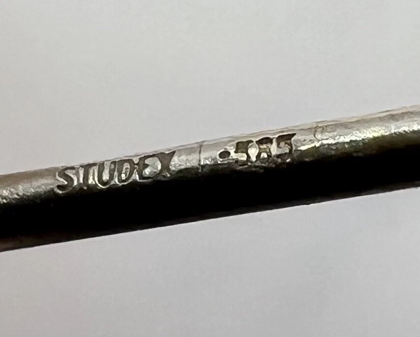 Pendiente solitario vintage Studex .585 oro blanco 14k circonita cúbica Foto 4 de 4