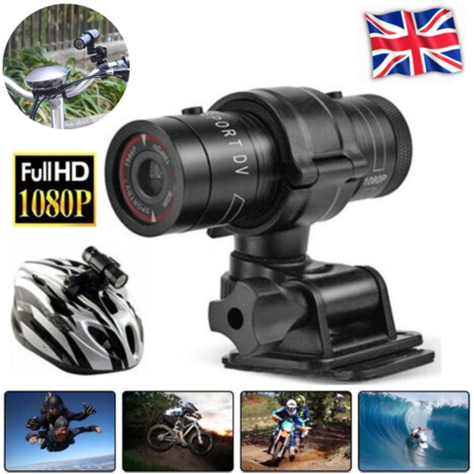 1080P Full HD Motor Bike Sports Action Camera Motor Cycle Helmet Cam UK