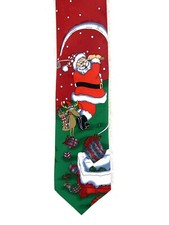 Hallmark Christmas Neck Tie Santa Plays Golf With Presents 3.75  x56.5  