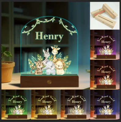 Personalised LED Night Light Lamp for Kids Custom Name & Date with 7 Color UK