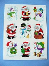 VINTAGE 1998 SANTAS & SNOWMEN 1 STICKER SHEET PAPER MAGIC