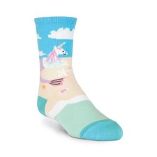 K. Bell Kids Girls 2 Pairs Crew Socks Shoe Size 7.5-13 UNICORN MERMAID Gift