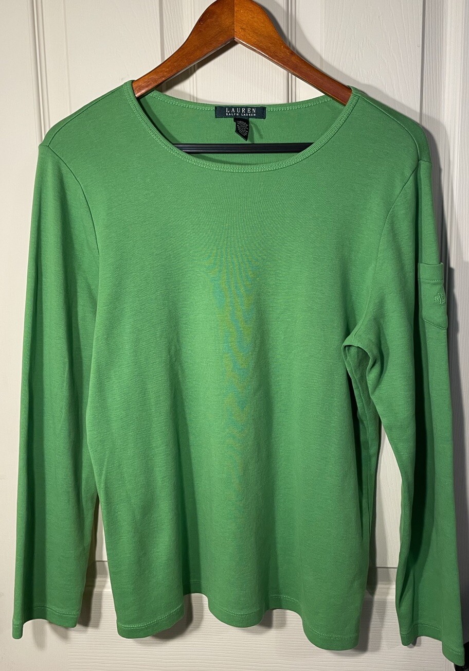 Ralph Lauren Women’s Green Long Sleeve Knit Shirt Size XL Crewneck Soft eBay