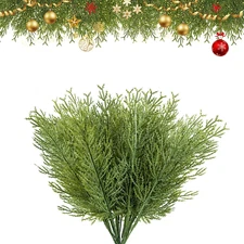 Sukh 25pcs Artificial Pine Branches - Faux Evergreen Pine Leaves Pine Sprigs for