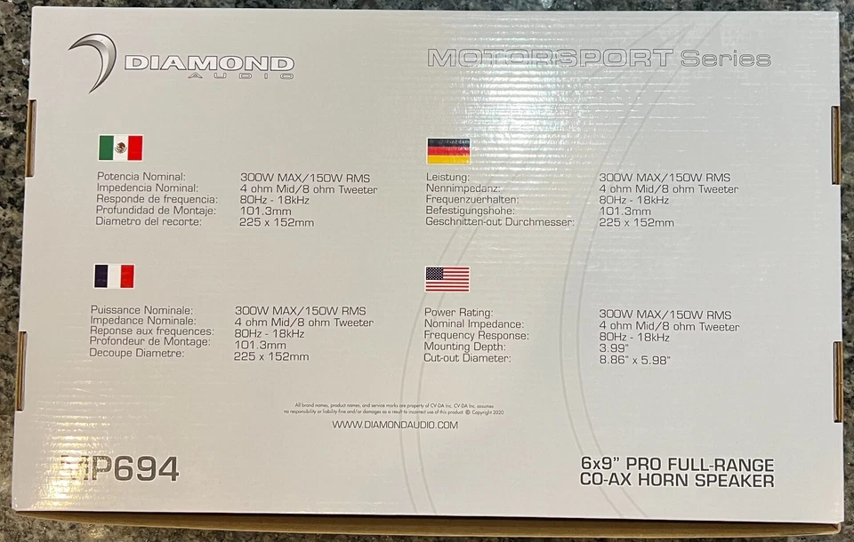 Altavoces de bocina coaxial Diamond Audio MP694 6x9" Pro gama completa para tapas Harley Foto 4 de 4