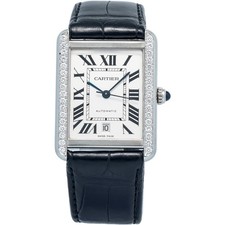 Cartier Tank Solo 3800 W5200027 Aftermarket Diamond Bezel Silver Dial Auto 31mm