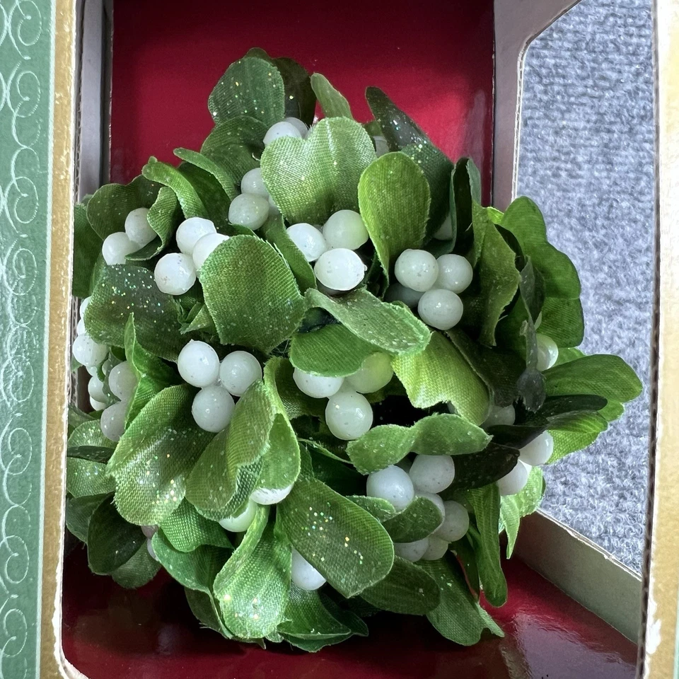 Antigo visco beijando bola turquesa 1998 NOVO enfeite de cabide de plástico de seda romana - Imagem 2 de 4