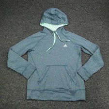 Adidas Hoodie Womens Medium Blue Teal Ultimate Climawarm Pullover Raglan Pocket