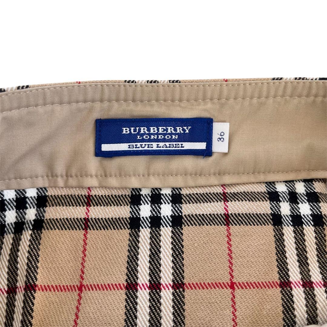 Burberry Blue Label Nova Check Knee-Length Skirt Beige 36/S(US:XS) 116273c thumbnail 7