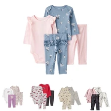 New Carter's Infant 4pc Layette Set Baby Boy Girl Red Pink Bodysuit Pant U Choos