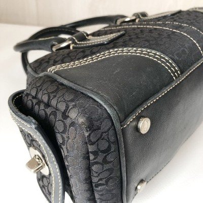 COACH 3647 Satchel Bag Hand Bag Black Signature Canvas