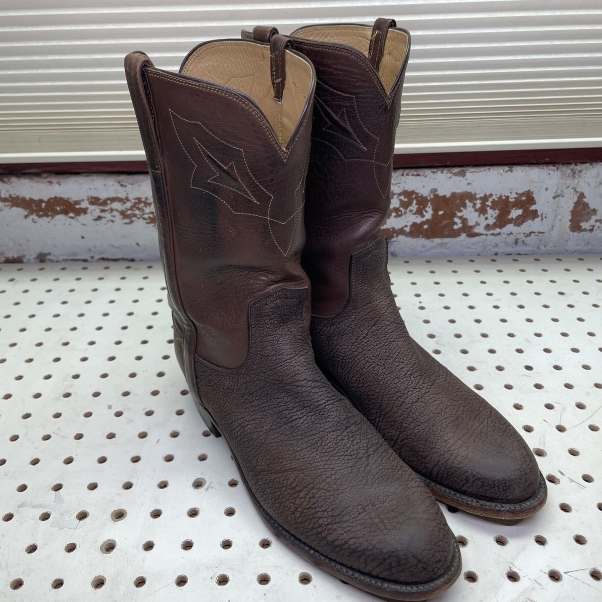 Lucchese Classics Handmade Hippo Roper  Cowboy Boots Exotic Safari Men’s 8 D View 3
