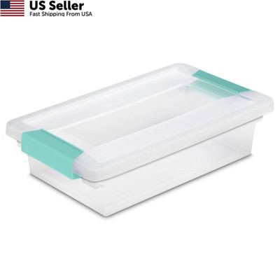 Sterilite 6-Pack Clip Box, Stackable Clear Plastic Bins with Small,