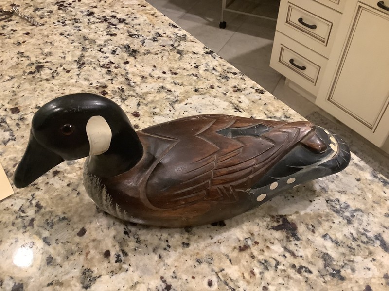 Hand Carved Wooden Duck Decoy Mantle Piece Lodge Cabin Decor 13" x 6" x 6.5"