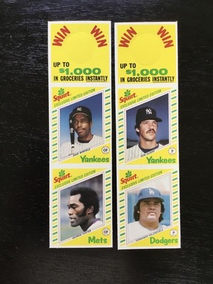 1982 Topps Squirt Panels(2) Winfield 7/Foster 18/Guidry 9/Valenzuela 20 NM+